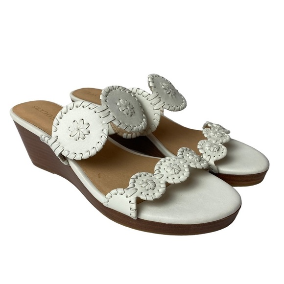Jack Rogers women’s wedge heels white leather size 10 M - Picture 2 of 11